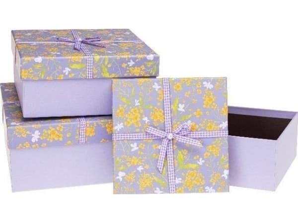 Presentförpackning med rosett 3 st lila ROZETTE