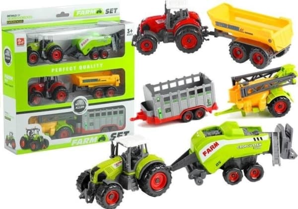 LeanToys traktorer med tilhengere Landbruksmaskiner 6in1