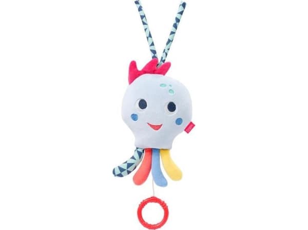 Fehn Mascot med en musikkboks, en blekksprut fra samlingen: