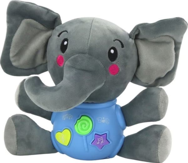 LeanToys Plush Elephant Interactive Blue Playing Plysj 19 cm