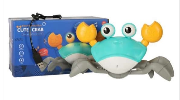 Interaktiv Crab Crawler Baby Crab Music Toy, elektronisk lys opp Crawling Toy