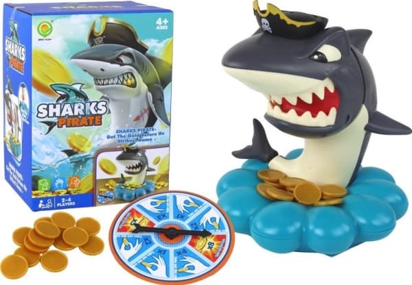 LeanToys Arcade Game Shark Pirate Exploding Coins Drawing Wheel