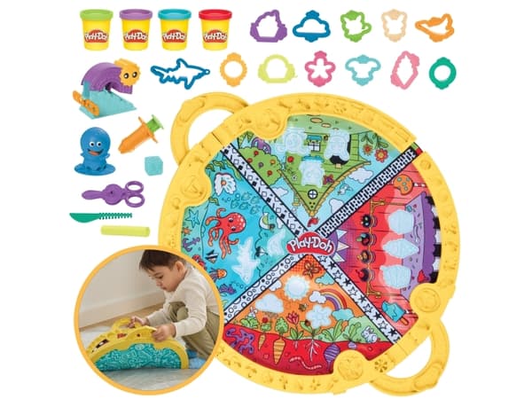 Play-Doh Fold ''n Go Playmat, Håndverkssett for barn, 3 år, Flerfarget