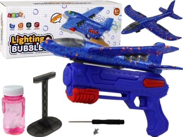 LeanToys Airplane Soap Bubble Launcher Gun Blue