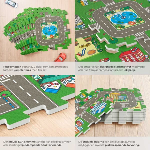 Pusselmatta MyCity stadsmotiv med 9-delar - flerfärgad