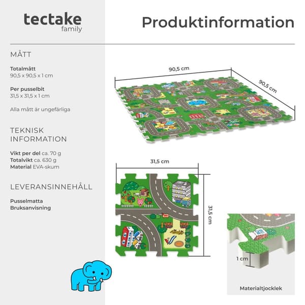 Pusselmatta MyCity stadsmotiv med 9-delar - flerfärgad