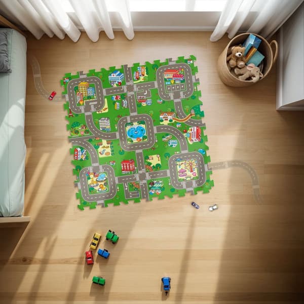 Pusselmatta MyCity stadsmotiv med 9-delar - flerfärgad