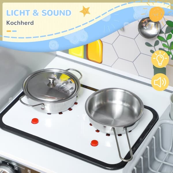 Rootz Play Kitchen Set - Children’s Kitchen - Toy Kitchen - Realistic Sounds & Lights - 80 cm x 29,7 cm x 100,9 cm