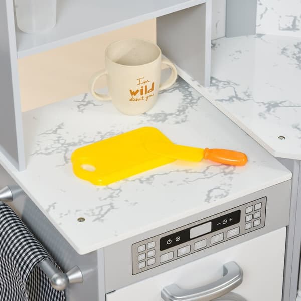 Rootz Children's Wooden Kitchen - Kids Toy Set - Play Cooking Set - Fremme kreativitet - 111 x 49 x 85 cm - Grå hvid