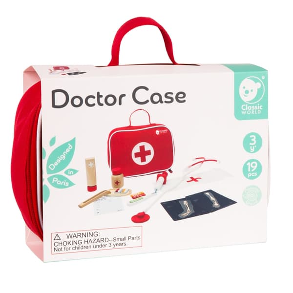 CLASSIC WORLD Träset Little Doctor Läkarväska 19 st