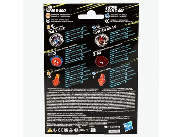 Beyblade X Tail Viper 5-80O & Sword Dran 3-60F, Spinnertopp, 8 år