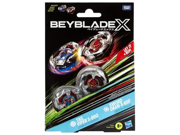 Beyblade X Tail Viper 5-80O & Sword Dran 3-60F, Spinnertopp, 8 år