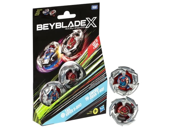 Beyblade X Tail Viper 5-80O & Sword Dran 3-60F, Spinnertopp, 8 år