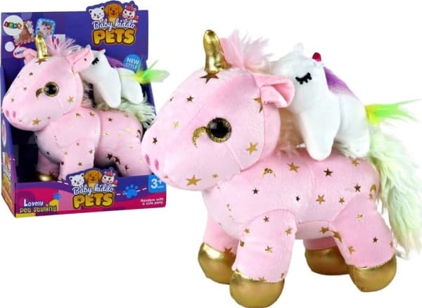 LeanToys Unicorn Unicorn Sleeping Plush Lullaby vaaleanpunainen tähtien kanssa