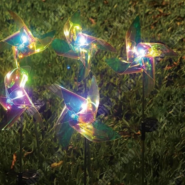 TD® led solar ljus 4 blad roterande väderkvarn gräsmatta lampa utomhus trädgård dekorativ lampa plug-in mark lampa