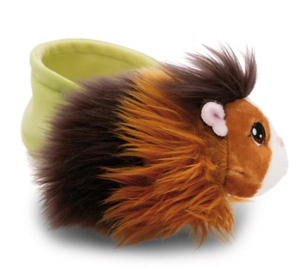NICI 61334 Maskot marsvin 12cm i espresso-karamellfärg i grön korg