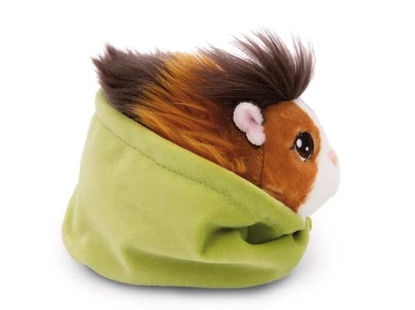 NICI 61334 Maskot marsvin 12cm i espresso-karamellfärg i grön korg