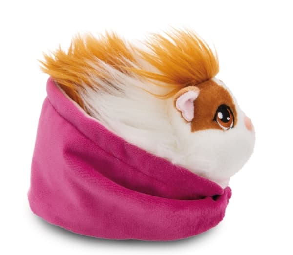 NICI 61333 Marsun maskotti 12cm karamelli valkoinen 12cm vaaleanpunaisessa korissa