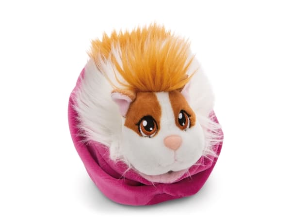 NICI 61333 Marsun maskotti 12cm karamelli valkoinen 12cm vaaleanpunaisessa korissa