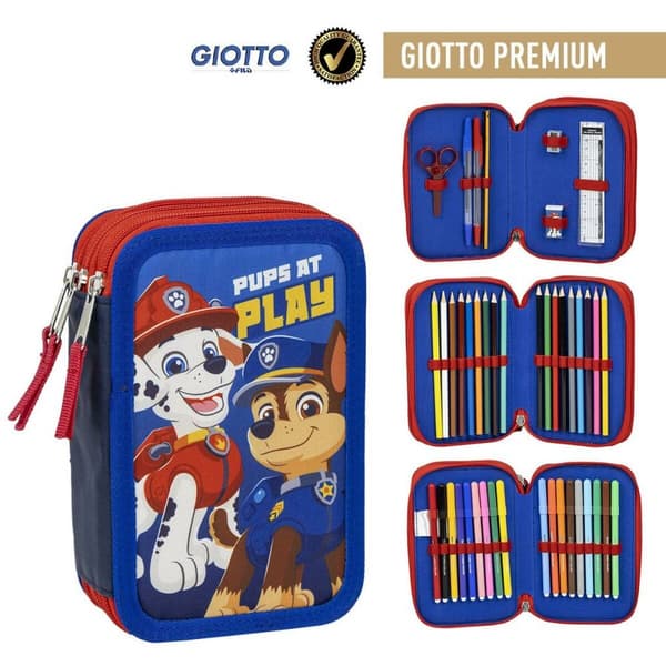 Trippel pennfodral The Paw Patrol Blå 12,5 x 6,5 x 19,5 cm