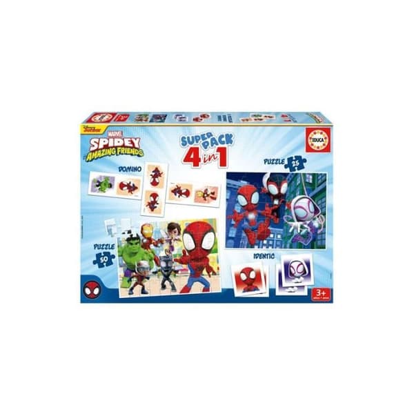 2 grundlæggende pædagogiske spil og 2 puslespil - EDUCA - Educa Superpack Spidey & Hans Fantastiske Venner