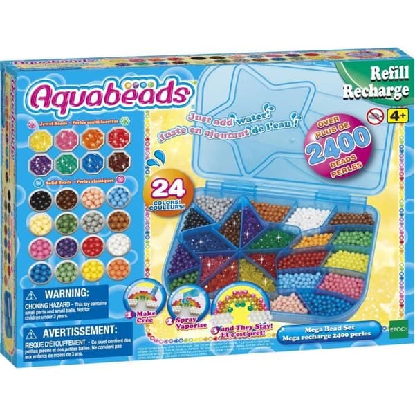 Mega täyttöpakkaus 2400 helmeä - AQUABEADS - 31502 - 24 väriä