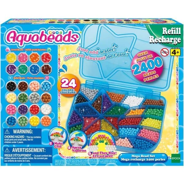 Mega täyttöpakkaus 2400 helmeä - AQUABEADS - 31502 - 24 väriä