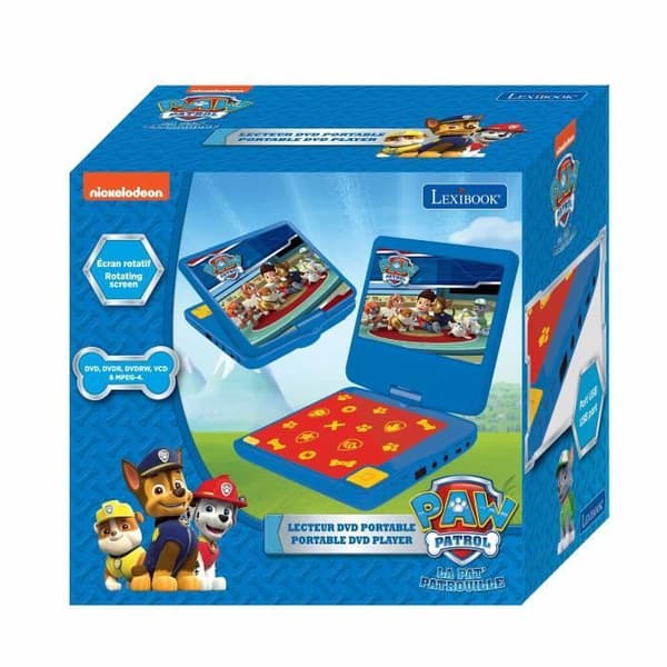 Paw Patrol bärbar DVD-spelare för barn - LEXIBOOK - 7” LCD-skärm - uppladdningsbart batteri