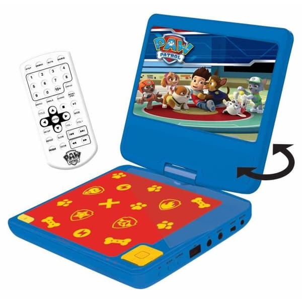 Paw Patrol bärbar DVD-spelare för barn - LEXIBOOK - 7” LCD-skärm - uppladdningsbart batteri