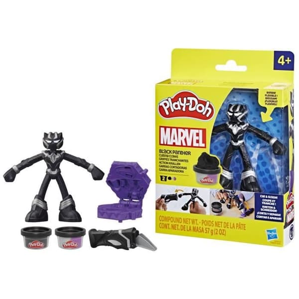 Play-Doh Black Panther, Vassa Klor med Flexibel Figur och Modellera, Ålder 4, Marvel