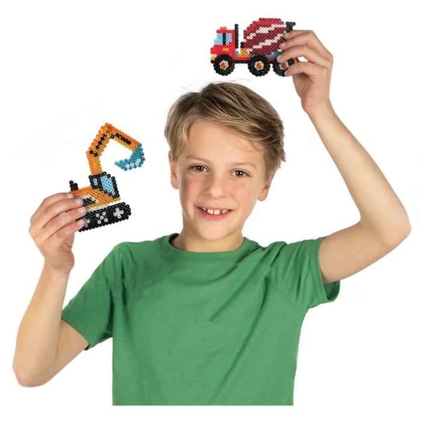 Silitettävät helmet - Rakennusautot - SES CREATIVE - Luo 5 erilaista rakennusajoneuvoa.