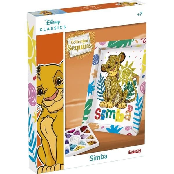 Luova peli - LANSAY - Paljettikokoelma - SIMBA LEIJONAKUNINGAS - 7-vuotiaasta alkaen