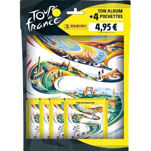 Starterpakke - PANINI - Officiel Tour de France 2024-samling - Indeholder albummet + 4 lommer med 5 klistermærker