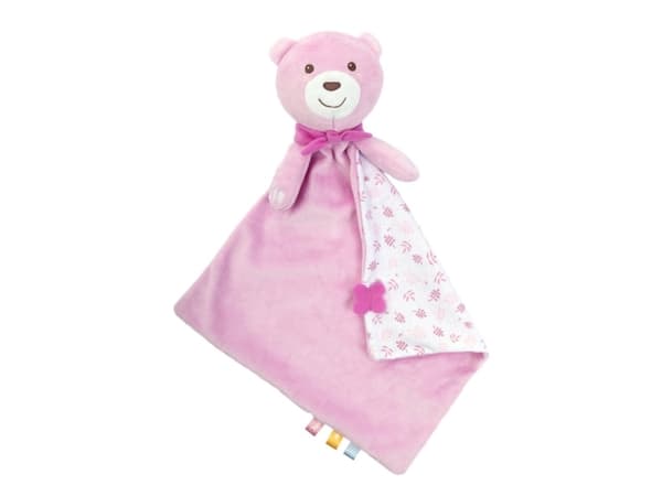 Plysj bamse med pledd 47x40 MAXI DOUDOU rosa Chicco