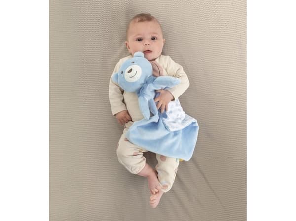 Pehmoinen nalle huovan kanssa 47x40 MAXI DOUDOU sininen Chicco