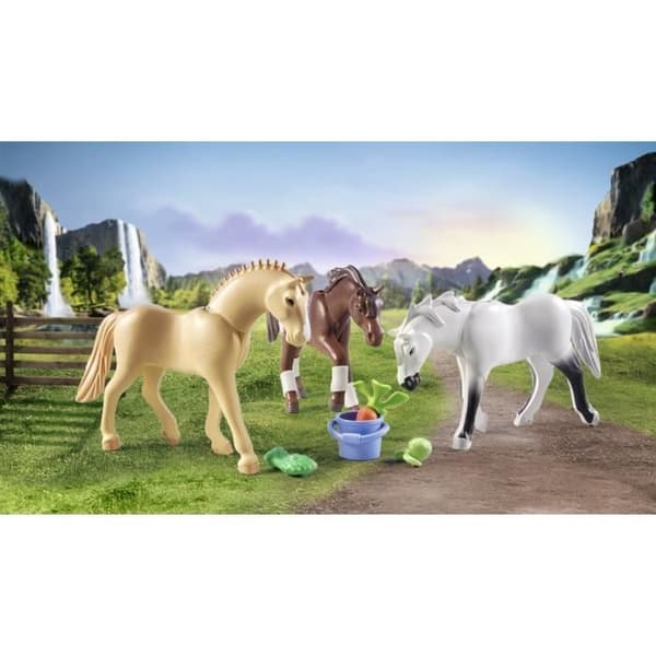 PLAYMOBIL 71356 3 heste Morgan, Quarter Horse og Shagya, Vandfaldets heste, 28 dele, fra 5 år