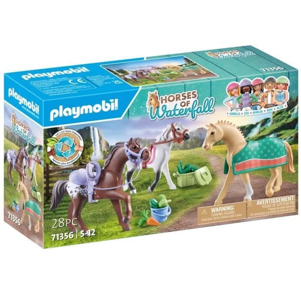 PLAYMOBIL 71356 3 heste Morgan, Quarter Horse og Shagya, Vandfaldets heste, 28 dele, fra 5 år