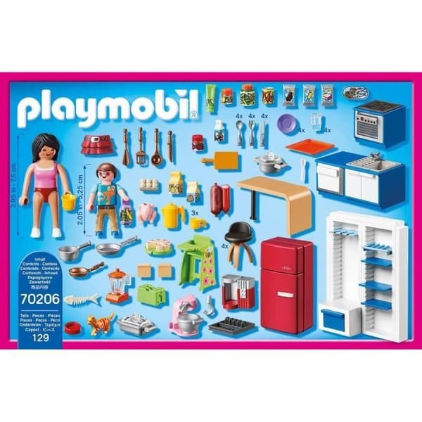 PLAYMOBIL 70206 Familiekøkken, Dukkehus Traditionelt Hus, 129 dele, fra 4 år