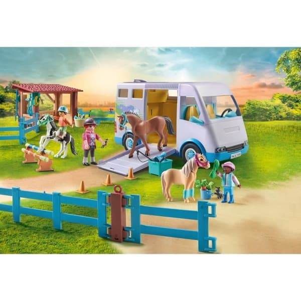 PLAYMOBIL 71493 Hevos- ja poniauto aitauksella, Vesiputousten hevoset, 109 osaa, Ikä 4+