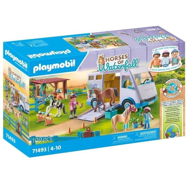 PLAYMOBIL 71493 Heste- og ponyvogn med fold, Vandfaldsheste, 109 dele, Fra 4 år