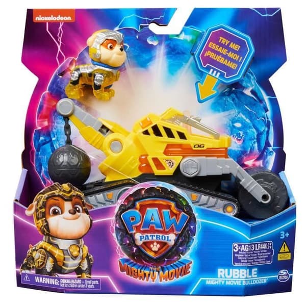Fordon + Figur Rubble Superpatrullen - Filmen - PAW PATROL - Ljud- och ljuseffekter