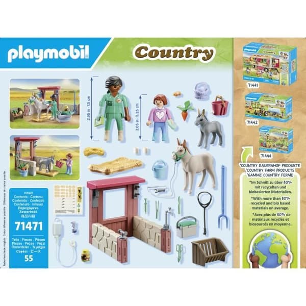 PLAYMOBIL 71471 Dyrlæge med bondegårdsdyr, bondegård, 55 dele, fra 4 år