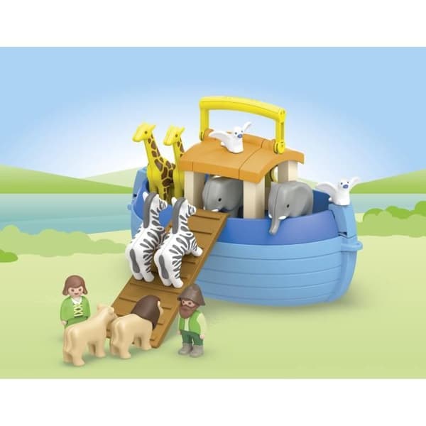 PLAYMOBIL Junior 71681 Noahs Ark, 15 dele, Inkluderer en flydende båd og dyr, Alder 1+