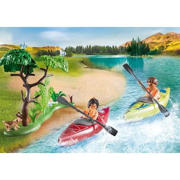 PLAYMOBIL 71425 Familie og telt - Indeholder 3 figurer, 3 cykler og meget tilbehør. - Camping World