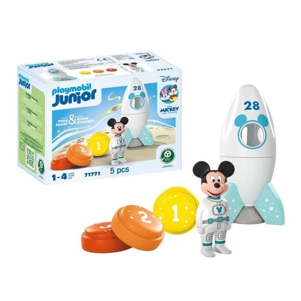 PLAYMOBIL Junior 71771 Mickey astronaut med sin raket, Disney, 5 dele, Fra 12 måneder