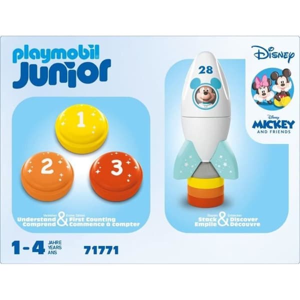 PLAYMOBIL Junior 71771 Mickey astronaut med sin raket, Disney, 5 dele, Fra 12 måneder