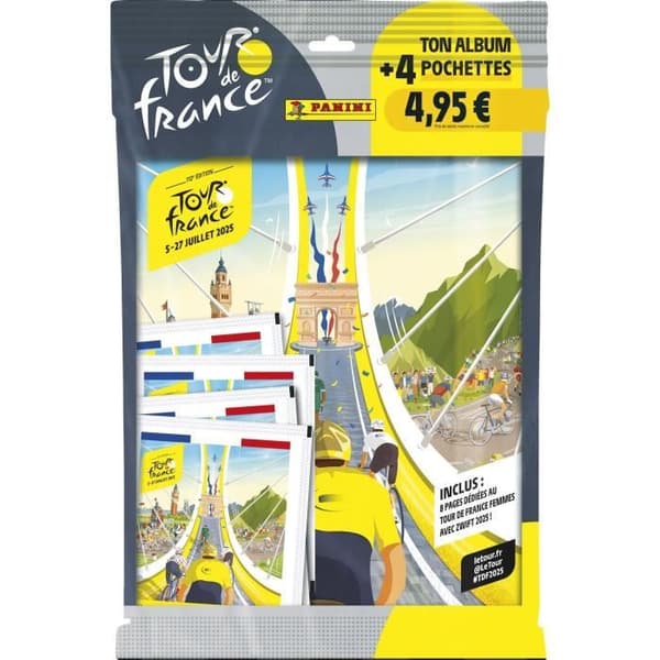 Startpakke - PANINI - TOUR DE FRANCE 2025 - Album + 4 covere - 20 klistermærker