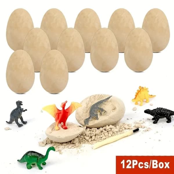 OBOSOE Dinosaurieägg-leksak, Gräv Ut Dinodägg, Dinosauriefigurer till Party, Utgrävningsset med Dinosaurieägg – Present för barn 3-12 år