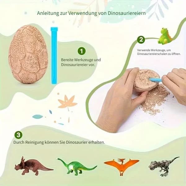 OBOSOE Dinosaurieägg-leksak, Gräv Ut Dinodägg, Dinosauriefigurer till Party, Utgrävningsset med Dinosaurieägg – Present för barn 3-12 år