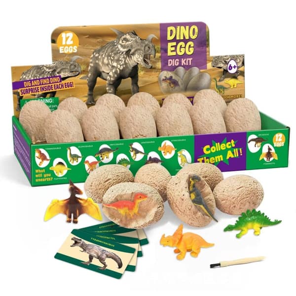 OBOSOE Dinosaurieägg-leksak, Gräv Ut Dinodägg, Dinosauriefigurer till Party, Utgrävningsset med Dinosaurieägg – Present för barn 3-12 år